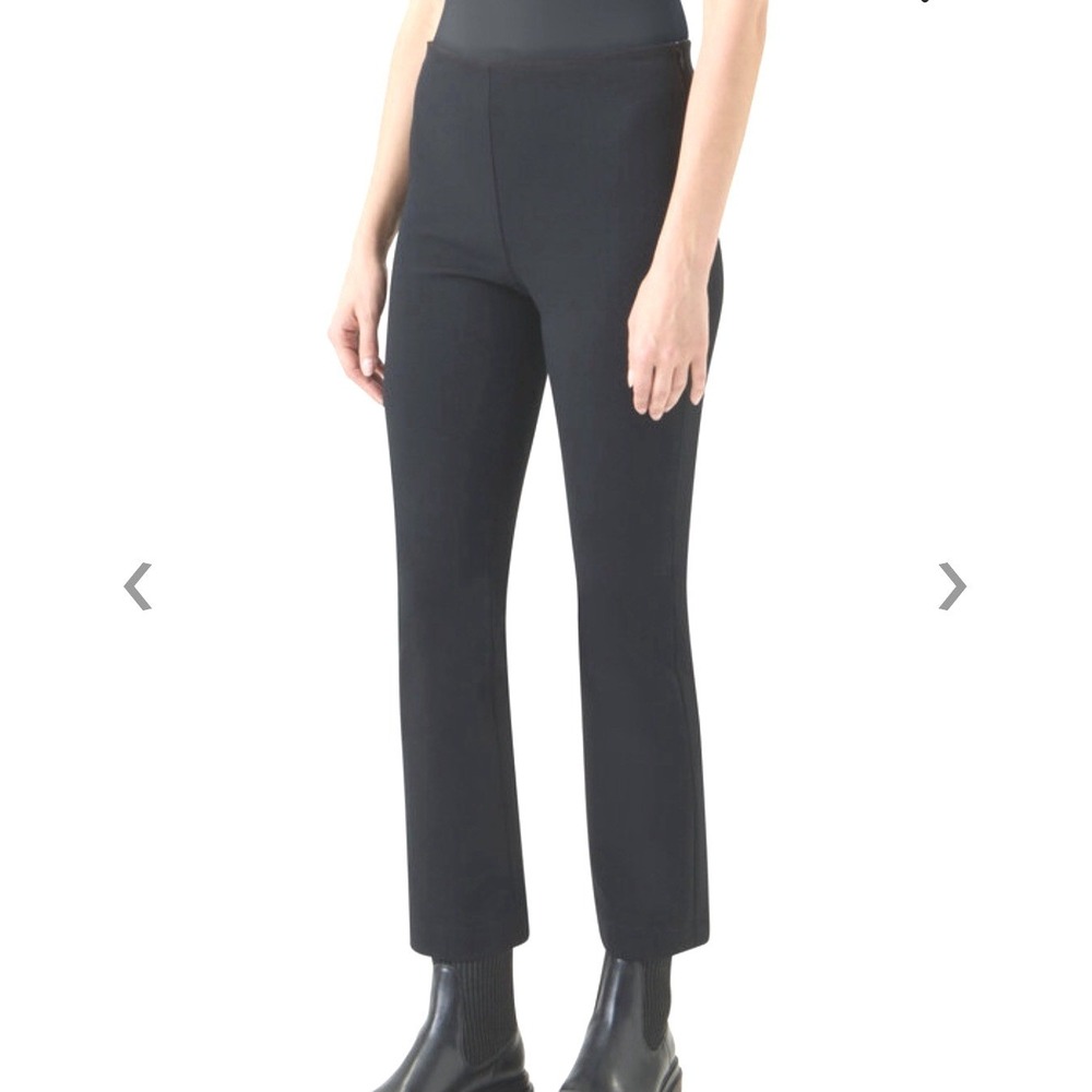 Akris Punto Black Cindy Stretch Jersey Bootcut Pants Size 6 Side Zip Trousers